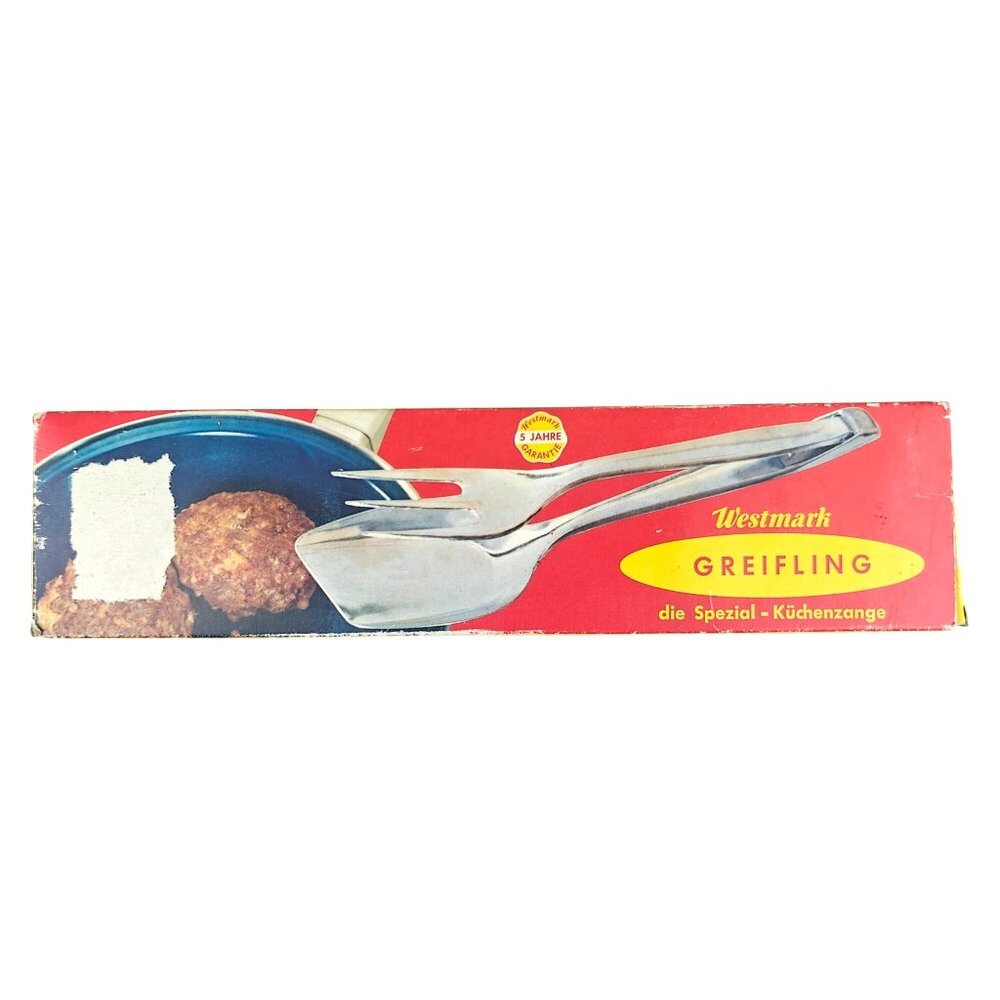 Vtg Westmark Greifling Stainless Steel Kitchen Tongs Fork Set Western Germany